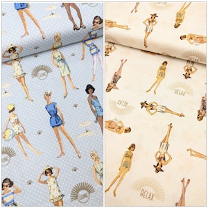 At the Beach Simplicity Vintage 100% Organic Cotton Fabric by the Metre, Half Metre and Fat Quarter