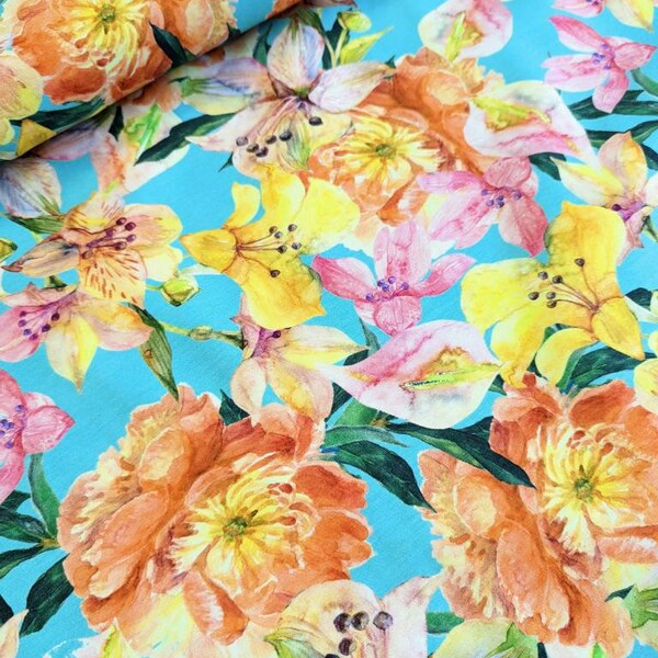 Tropical Print Fabric Etsy UK