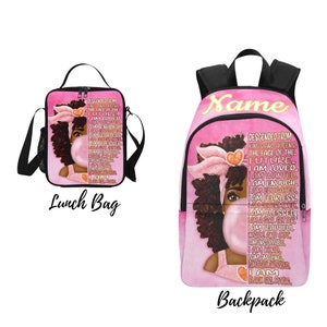 Black Girl, Bookbag, Backpack, LunchBag, Backpack Set, Empowering, girl backpack, custom bookbag, back to school, custom backpack