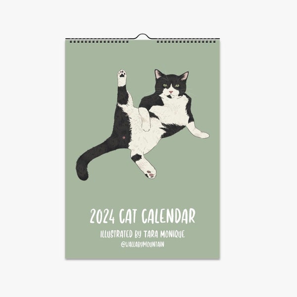 Cat Wall Calendar 2024, Cat Calendar, Cat Print, Cat Art, Cat Gifts, Gifts for Her, Cat Lady Gifts, Cat Wall Art, Cat Wall Decor, Funny Cat,