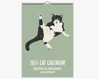 Cat Wall Calendar 2024, Cat Calendar, Cat Print, Cat Art, Cat Gifts, Gifts for Her, Cat Lady Gifts, Cat Wall Art, Cat Wall Decor, Funny Cat,