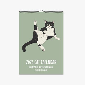 Large Cat Wall Calendar 2024 11'' x 16.5'', Cat Calendar, Cat Print, Cat Art, Cat Gifts, Gifts for Her, Cat Wall Art, Cat Wall Decor, Funny