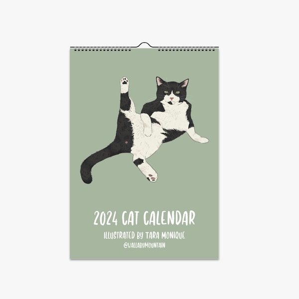 Cat Wall Calendar 2024, Cat Calendar, Cat Print, Cat Art, Cat Gifts, Gifts for Her, Cat Lady Gifts, Cat Wall Art, Cat Wall Decor, Funny cat,