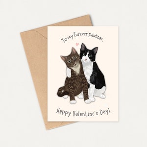 Valentine's Day Cat Card, Happy Valentine's Card, Cute Cat Card, Card for him, Card for her, Cute Card, Valentine's Card Cat