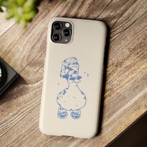 スリッパを履いたクールなアヒルの iPhone ケース、アヒルの iPhone ケース、アヒルの電話ケース、レトロな iPhone ケース、ビンテージの電話ケース、かわいい iPhone 13/14/15/16 ケース