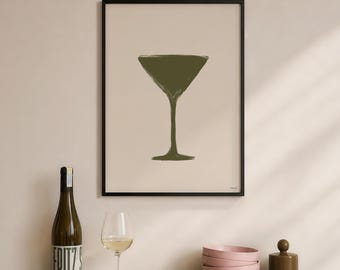 Martini Glass Print, Mid Century Modern Gallery Art Print, Martini Print, Cocktail Modern Wall Art, Digital Download Printable Wall Art