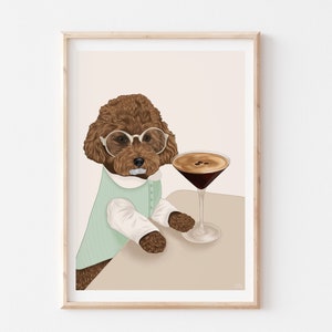 Dog Art Print, Dog Wall Art, Espresso Martini Print, Cocktail Print, Dog Gifts, Cocktail Poster, Art Print Dog, Kitchen Wall Art Decor, Art