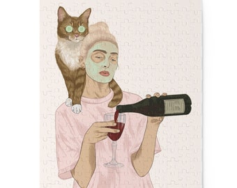 Self Care Cat Jigsaw Puzzle, 252 Piece, Funny Cat Lover Gift