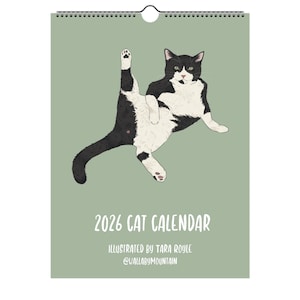 Cat Wall Calendar 2026, Cat Calendar, Calendar 2026 Cats, Cat Wall Decor, Monthly Planner, Funny Cat Art, Funny Cat Calendar 2026, Cat Print