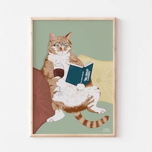 Wine Cat Print, Cat Print, Cat Lover Gifts, Cat Poster, Funny Cat Print, Funny Cat Art, Wine Cat Poster, Wine Cat Art, Ginger Cat Print, Art
