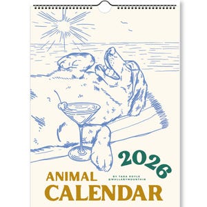 2026 Animal Wall Calendar, 2026 Animal Calendar, Cat Calendar 2026, Cat Wall Decor, Calendar 2026, Monthly Planner, Cute Calendar 2026