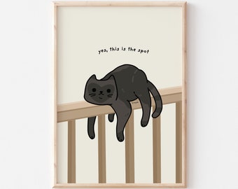 Kawaii Black Cat Art Print – Funny Cat Humour