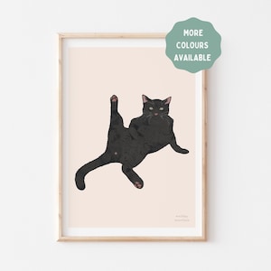 Funny Black Cat Print, Black Cat Art, Black Cat Wall Art Decor, Cat Print, Black Cat Gifts, Funny Cat Art, Cat Lover Gifts, Yoga Cat Poster,