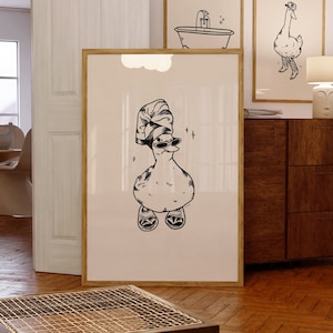 coole Ente in Hausschuhe Kunstdruck | Retro Druck | Vintage Kunst | Badezimmer Wand Kunst | Ente Poster | trendiges Dekor | flippige Kunst | digitaler Download