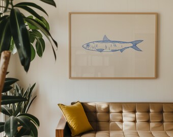 Retro Sardine Art Print: Coastal Kitchen Wall Decor