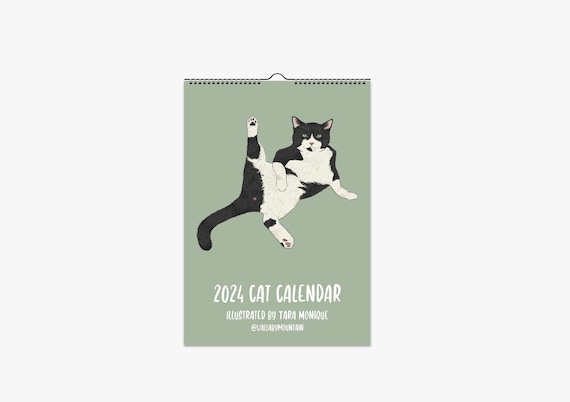 Cat Wall Calendar 2024, Printable Calendar, Funny Calendar, Cat