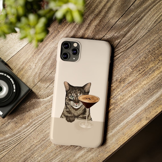 Espresso Martini Tabby Cat iPhone Case, Cute Cat Case