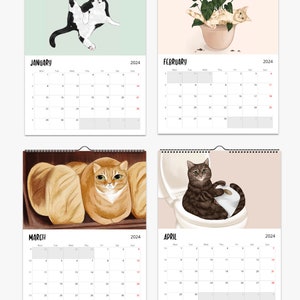 2024 Cat Wall Calendar, Cat Calendar, 2024 Calendar, Calendar 2024, Cat Print, Cat Gifts, Gifts for Her, Cat Wall Art, Cat Wall Decor, Cat image 2