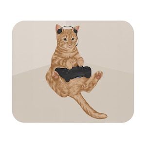 Gaming-kat-muismat, grappig gamerbureaudecor afbeelding 1