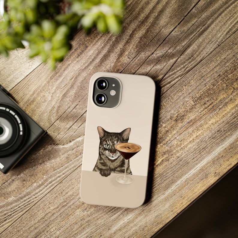 Espresso Martini Tabby Cat iPhone Case, Cute Cat Case image 7