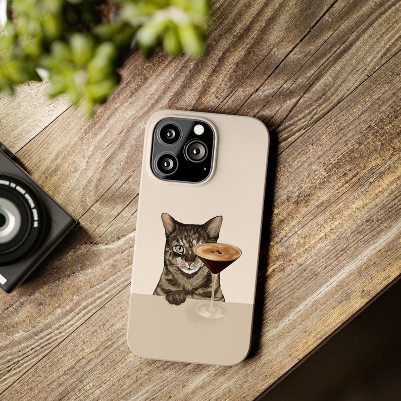Espresso Martini Tabby Cat iPhone Case, Cute Cat Case image 4