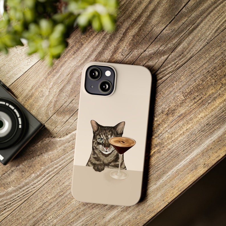 Espresso Martini Tabby Cat iPhone Case, Cute Cat Case image 2