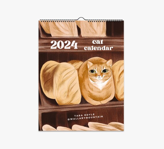 Calendrier 2024, d'après mes dessins de chats, format A3