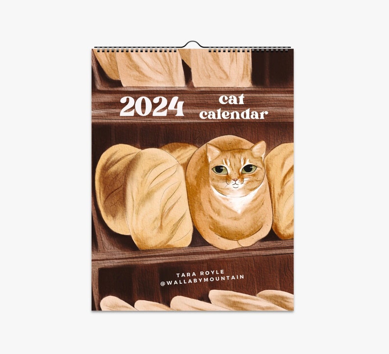 2024 Cat Wall Calendar, Cat Calendar, 2024 Calendar, Calendar 2024, Cat Print, Cat Gifts, Gifts for Her, Cat Wall Art, Cat Wall Decor, Cat image 1