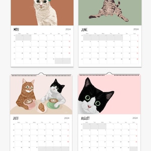 2024 Cat Wall Calendar, Cat Calendar, 2024 Calendar, Calendar 2024, Cat Print, Cat Gifts, Gifts for Her, Cat Wall Art, Cat Wall Decor, Cat image 3