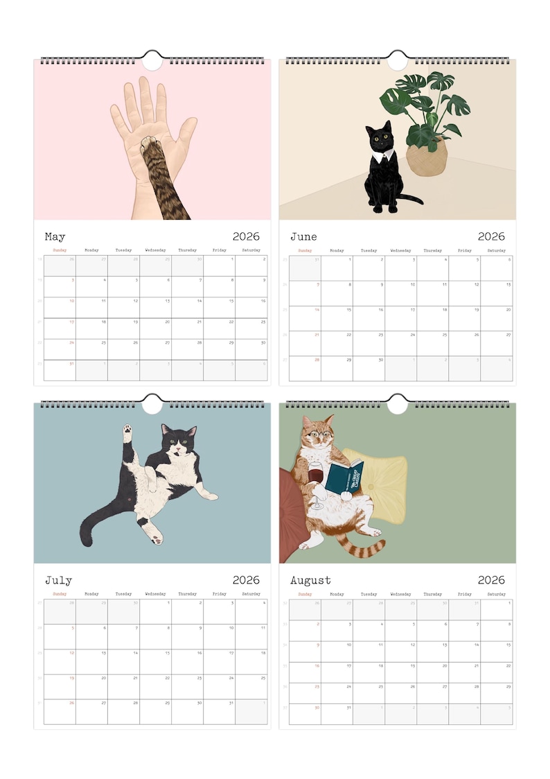 2026 Cat Wall Calendar, Cat Calendar, 2026 Calendar, Funny Wall Calendar, 2026 Planner, Calendar Cats 2026, Calendar for 2026 Cat Lover Gift Bild 3