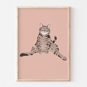 Chill Funny Cat Illustration - Cat Print, Cat Poster, Funny Cat, Funny Cat Art, Yoga Cat, Cat Illustration, Cat Art Print, Cat Lover Gift,