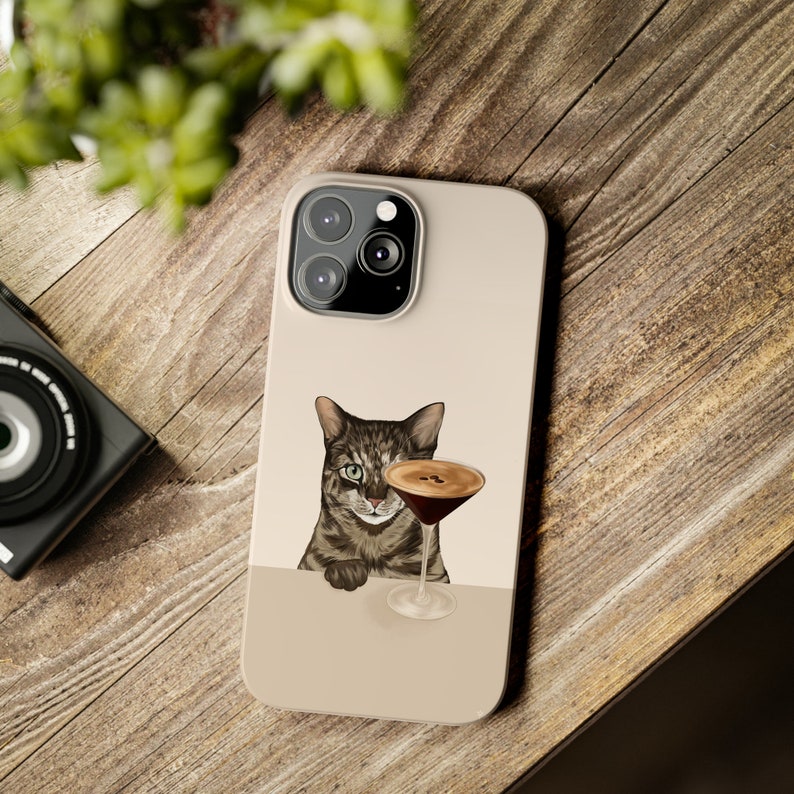 Espresso Martini Tabby Cat iPhone Case, Cute Cat Case image 5