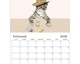 Calendrier Mural 2026 Chats - 29x29 Cm - Photos Adorables De Chatons Chaque Mois - Avec Spirale Et œillet