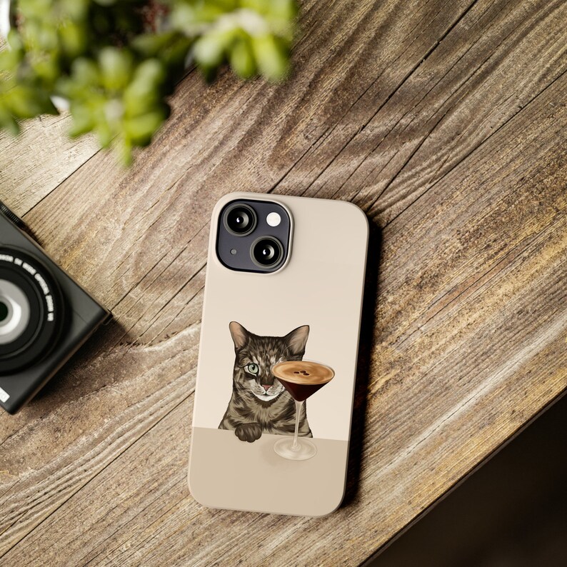 Espresso Martini Tabby Cat iPhone Case, Cute Cat Case image 3