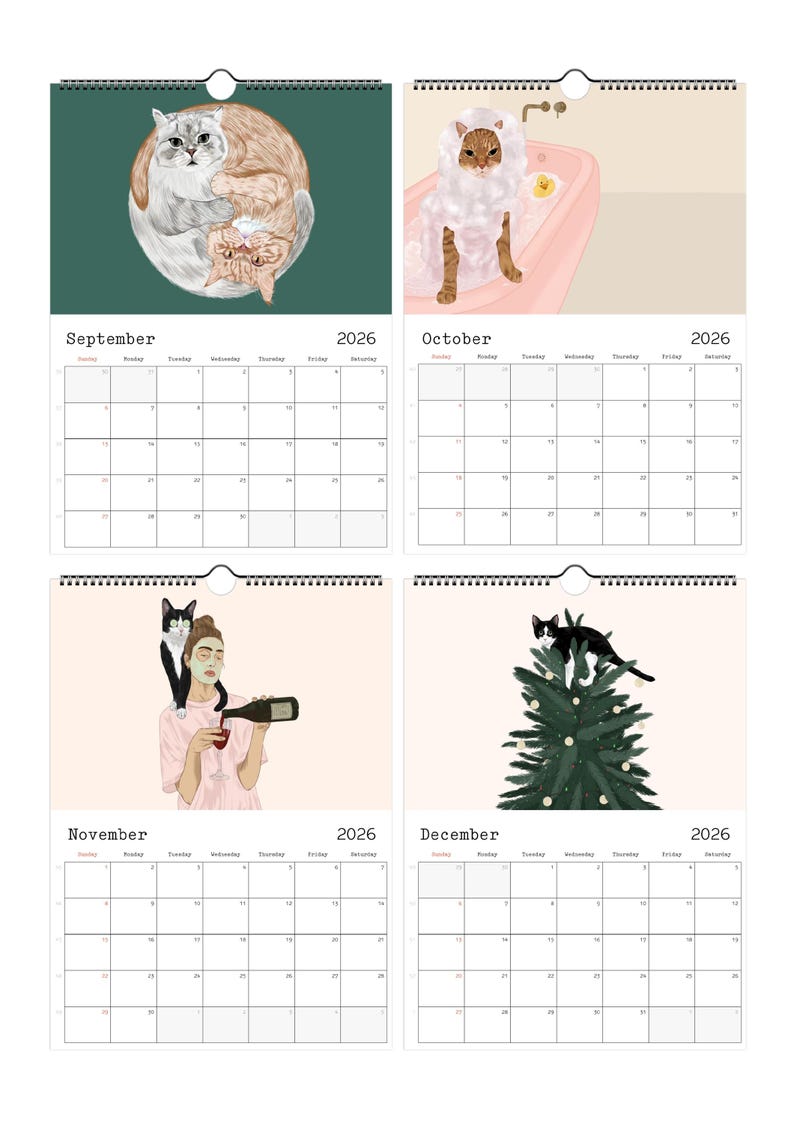2026 Cat Wall Calendar, Cat Calendar, 2026 Calendar, Funny Wall Calendar, 2026 Planner, Calendar Cats 2026, Calendar for 2026 Cat Lover Gift Bild 4