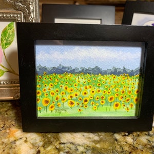 Original Watercolor Mini Sunflower Field