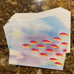 Fish in Watercolor, Notecards, pack of 10