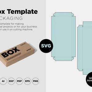 Box Template with lid SVG, Box Packaging, Box SVG, Box Vector svg, png, pdf, For Cutting Machine, Instant Download