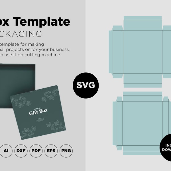 Geschenkbox mit svg Vorlage, Cube Box svg, Square Box svg, Cricut Cut Files, Silhouette Cut Files, Box-Verpackung, Box SVG, PDF, PNG, ai