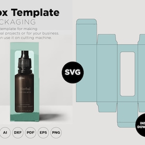 Beauty Oil Box Template SVG, Essential oil box, Downloadable Box, Cricut Box Template, Gift Box, Bottle Box, Beauty Product Packaging