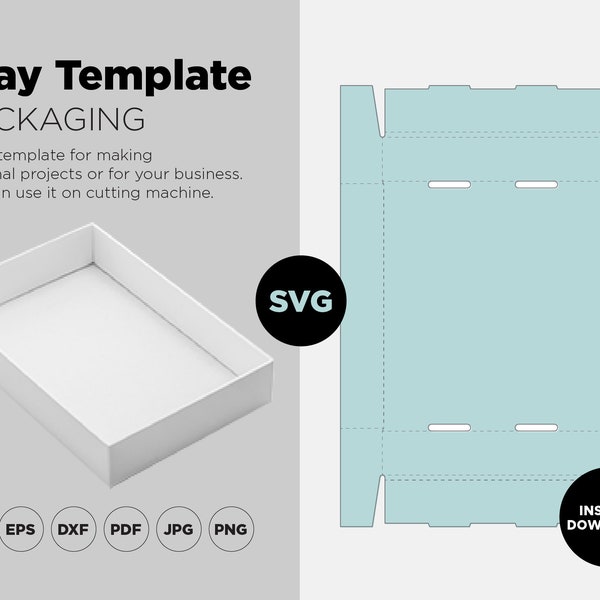 Tray svg template, Organize Box with svg Template, Storage Box svg, Cricut Cut Files, Silhouette Cut Files, Box Packaging, Rectangle Box SVG