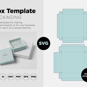 Gift Box with Lid svg Template, Cube Box svg, Square Box svg, Cricut Cut Files, Silhouette Cut Files, Box Packaging, Box SVG, PDF, PNG, ai