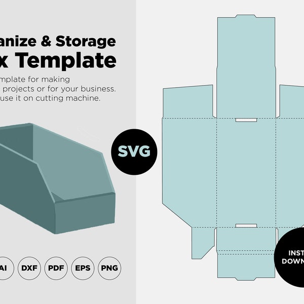 Organize Box with svg Template, Storage Box svg, Box svg, Cricut Cut Files, Silhouette Cut Files, Box Packaging, Box SVG, PDF, PNG, ai
