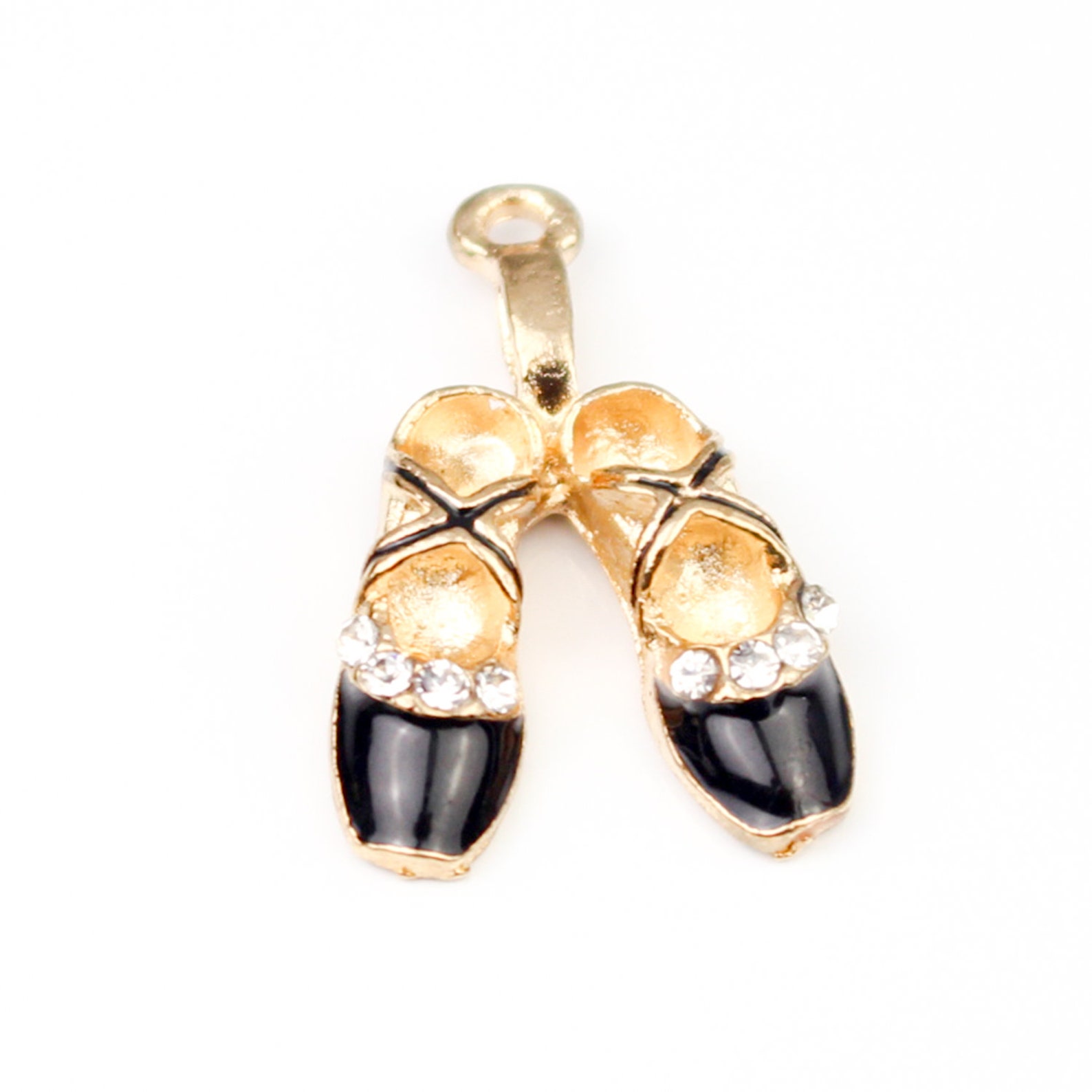 kjcharms | 2 rhinestone black ballet shoes - 00081