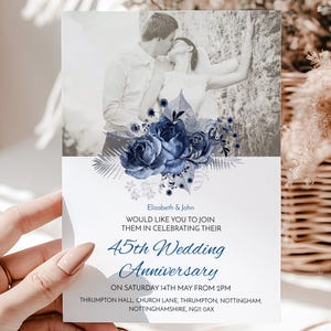 45th Anniversary Invitation Sapphire Wedding       Instant Download  Printable