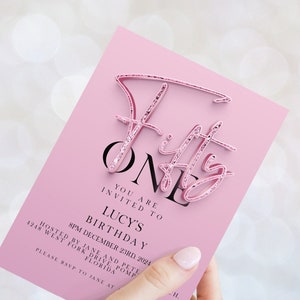 51st Birthday Invitation Editable invite Pink Sparkly invitation Simple Elegant For Her  Instant Download Printable SPK