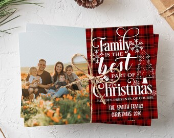 Editable Christmas Photo Card Template Red Buffalo Christmas Card Plaid Photo Holiday Card Merry Christmas Printable Family Photo Card