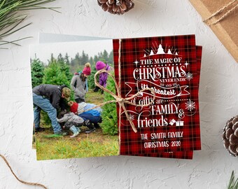 Editable Christmas Photo Card Template Red Buffalo Christmas Card Plaid Photo Holiday Card Merry Christmas Printable Family Photo Card