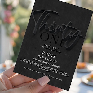 31st Birthday Invitation Editable 31st invite Black invitation Simple Elegant For Him or Her  Instant Download Printable SE19