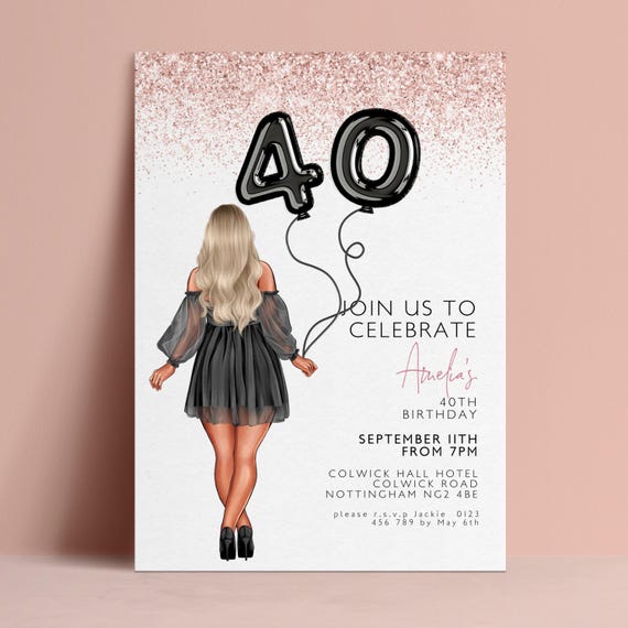 40th Birthday Invitation Personalised Girl Portrait - Editable Template, Instant Download, DIY Printable, Custom Text - Etsy 40th Birthday Invitation Personalised Girl Portrait - Editable Template, Instant Download, DIY Printable, Custom Text - Etsy